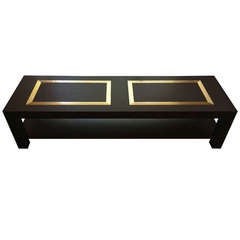1970
s Laminated Coffee Table with Gilt Copper Banded Inlay