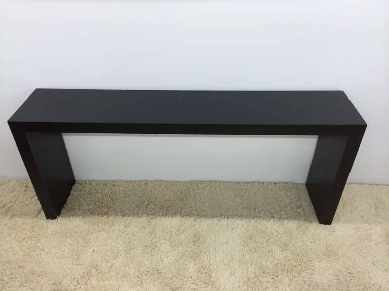 Matte Black Parsons Sofa Table. Streamlined matte black laminated Parsons sofa table. Ideal for narrow spaces like a dressing room , office, bathroom or entryway.