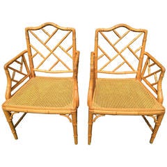 Pair of Chinese Chippendale Bamboo Chairs