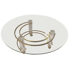 Hollywood Regency Lucite and Brass Coffee Table