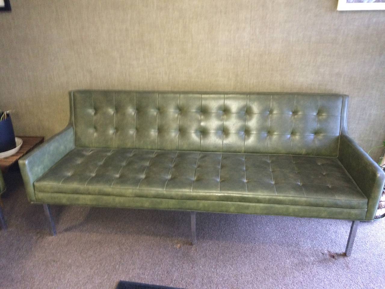 MidCentury Modern Tufted Sofa and Chair Set at 1stDibs