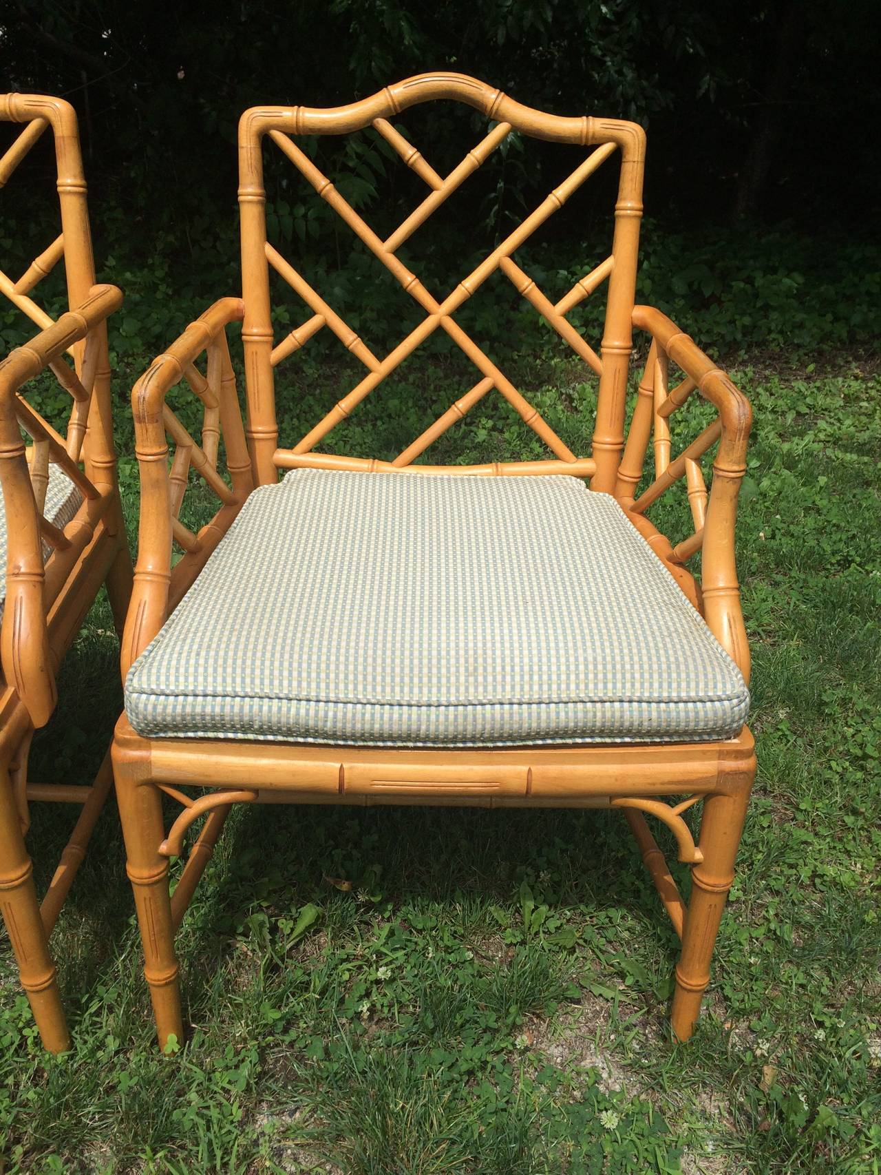Pair of Chinese Chippendale Bamboo Chairs 1