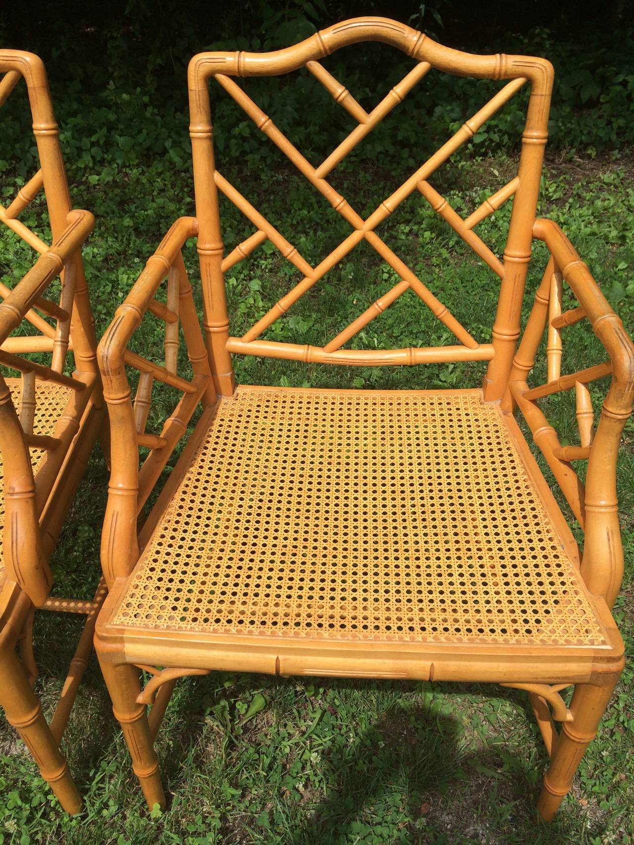 Pair of Chinese Chippendale Bamboo Chairs 4