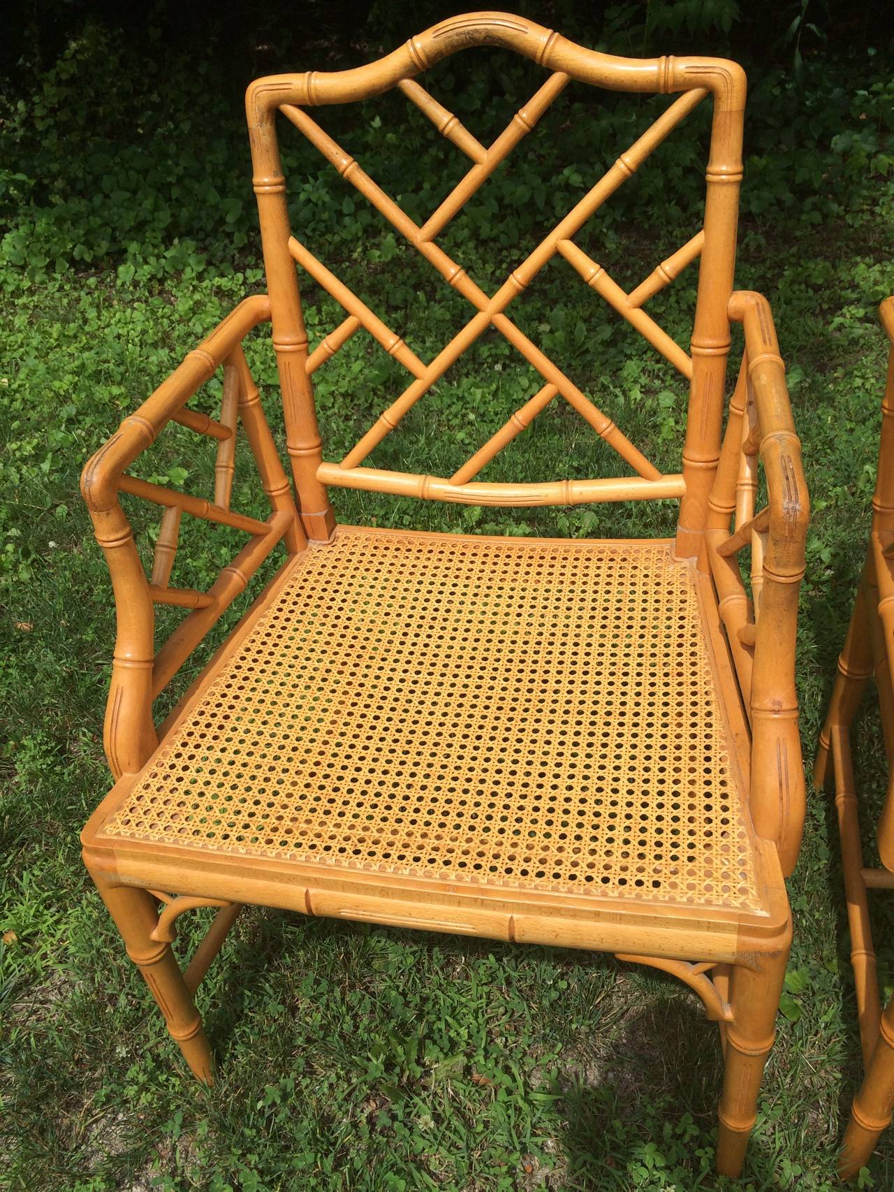 Pair of Chinese Chippendale Bamboo Chairs 3