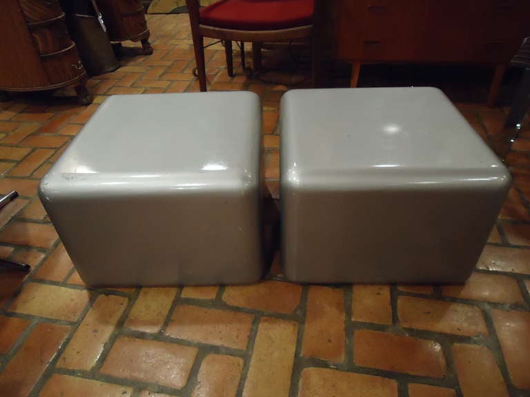 Mid-Century Modern Pair of Milo Baughman For Thayer Coggin  Cube Tables/ Stools