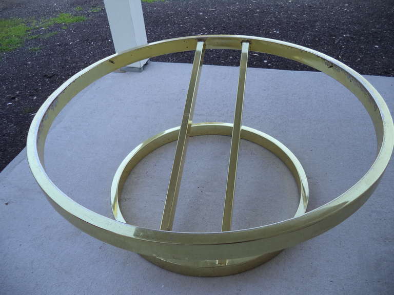 Milo Baughman Round Brass and Smoked Glass Table 2