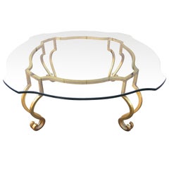 Gilt Iron and Scalloped Glass Coffee Table