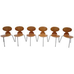 Set of Six Arne Jacobsen Ant Chairs with Drop-Leaf Table 6