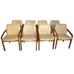 Set of 8 Mid Century Modern Solid Teak Danish Chairs