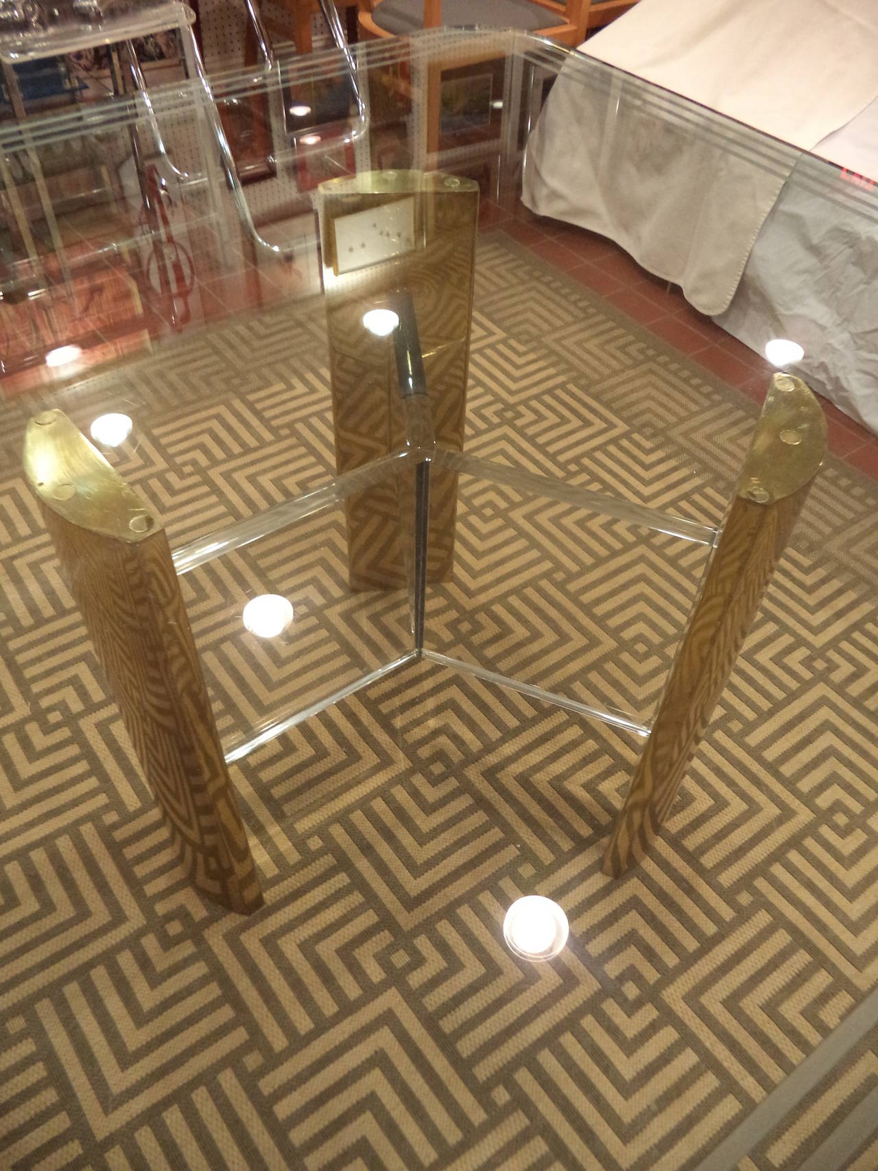 Late 20th Century ON SALE-Milo Baughman Style Brass and Glass Dining Table ON