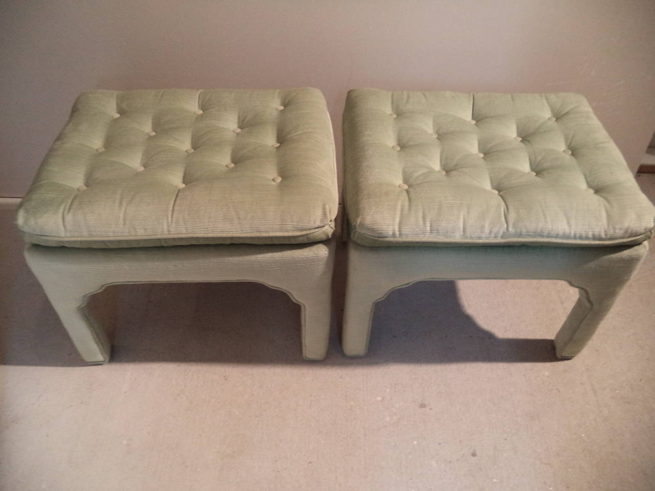 American Pair of Upholstered Stools by Henredon