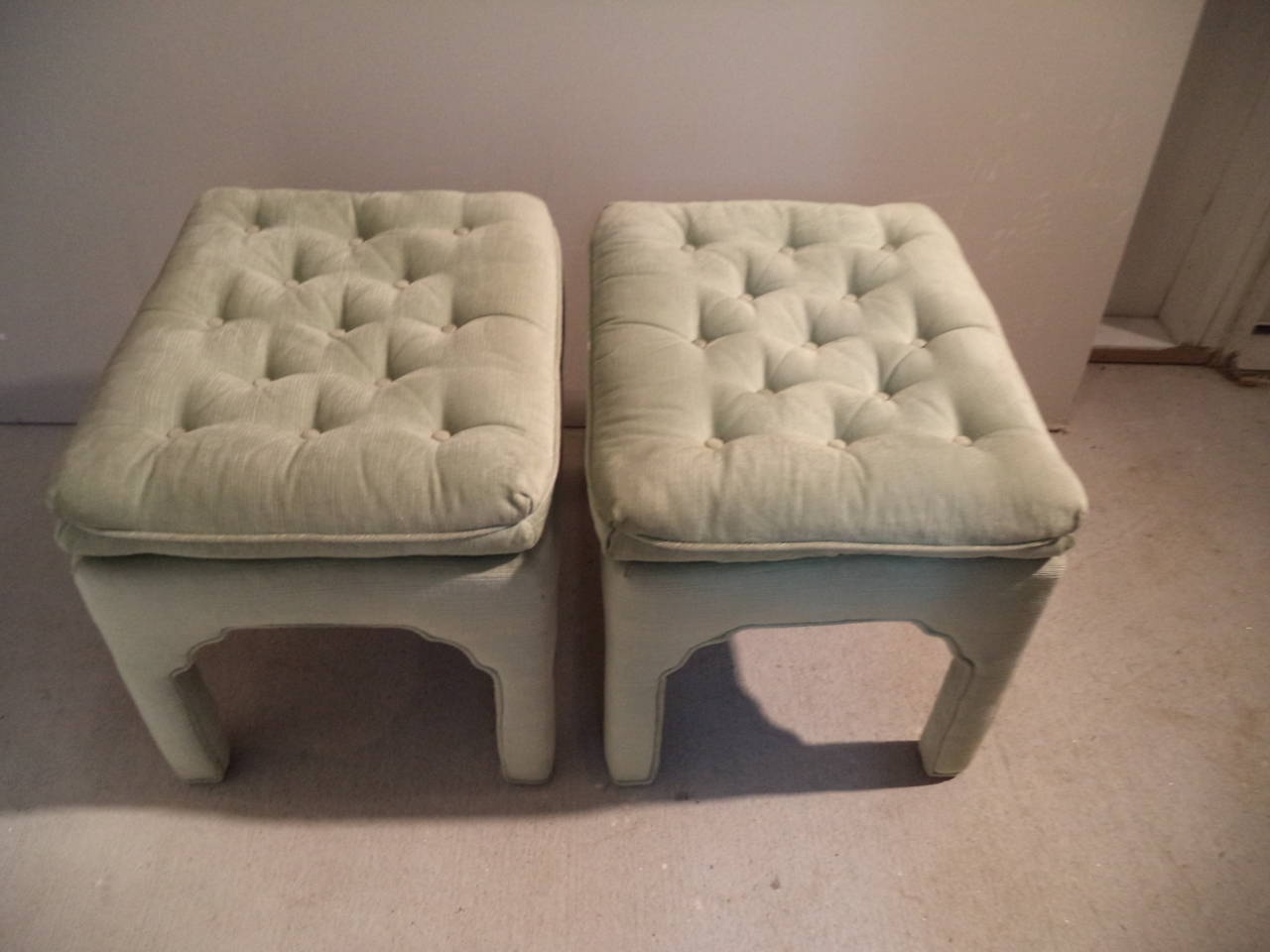 Upholstery Pair of Upholstered Stools by Henredon