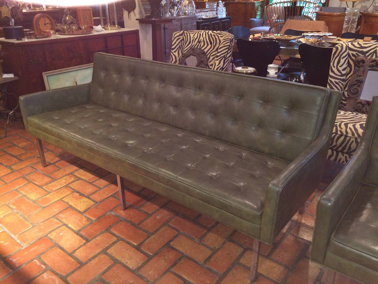 MidCentury Modern Tufted Sofa and Chair Set at 1stDibs