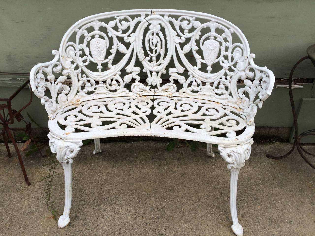 Vintage cast iron garden bench. Neoclassical in style. Perfect romantic piece for your garden or patio.