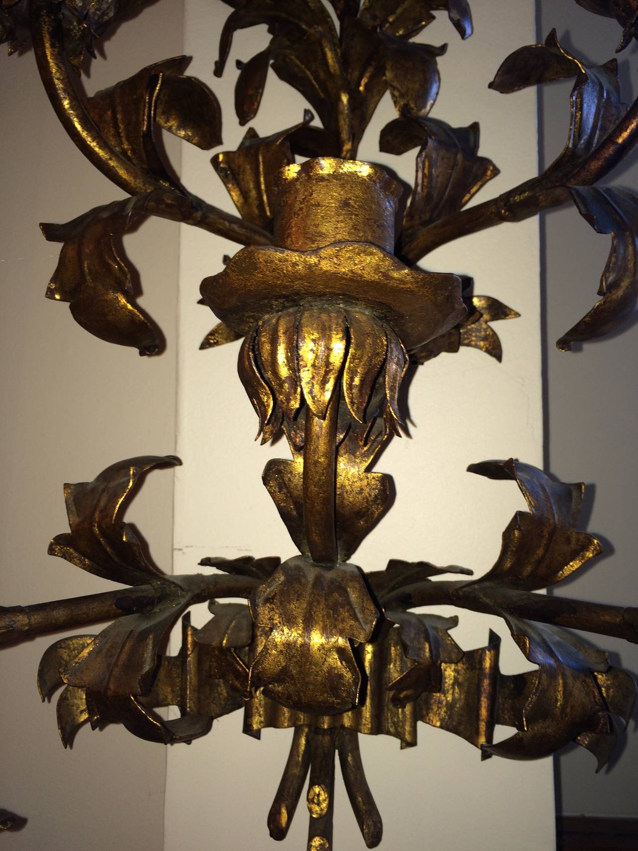 Mid-20th Century Huge Gilded Iron Wall Sconce