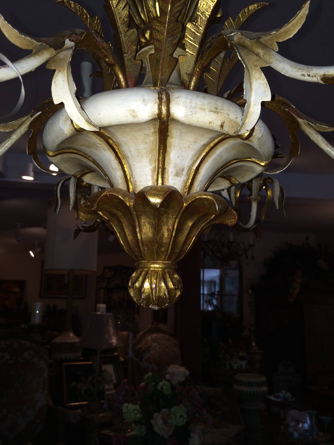 Hollywood Regency Carved Pineapple Chandelier 1