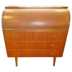 Mid-Century Teak Cylinder Desk 3