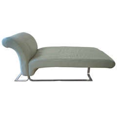 Mid Century Chrome and Leather Chaise Lounge