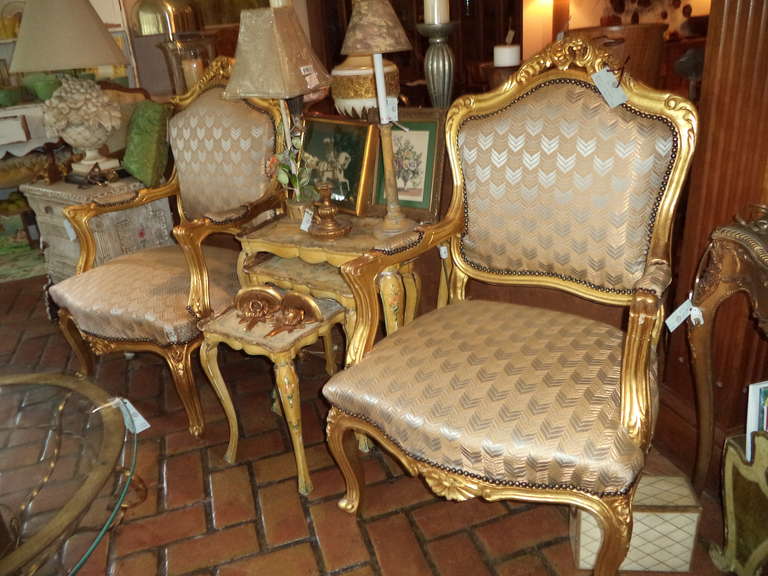 Pair of French Gilt Fauteils in the Style of Louis XVI 3