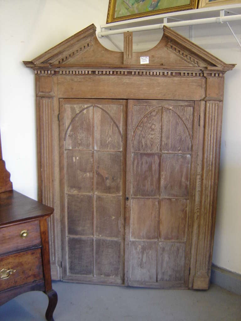 Unknown Early Gothic Oak Corner Cupboard