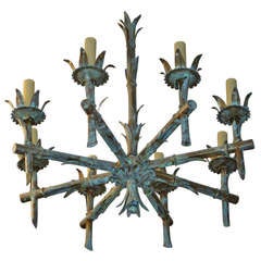 Retro Chinoiserie Iron Faux Bamboo Chandelier