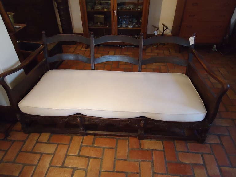 English Antique Carved Oak Sofa/Daybed