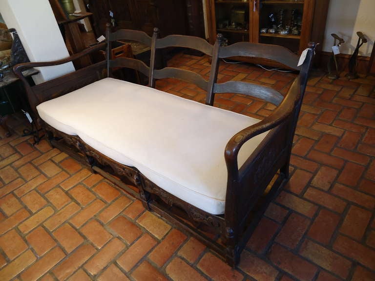 20th Century Antique Carved Oak Sofa/Daybed