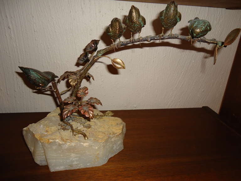 Curtis Jere Sculpture with birds. Signed underneath.
