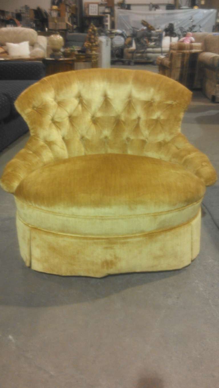 Hollywood Regency Tufted Slipper Chair