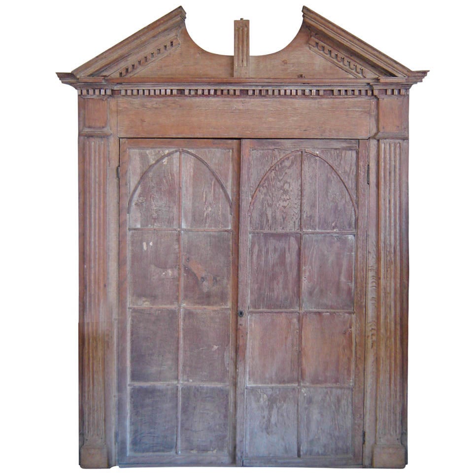 Early Gothic Oak Corner Cupboard