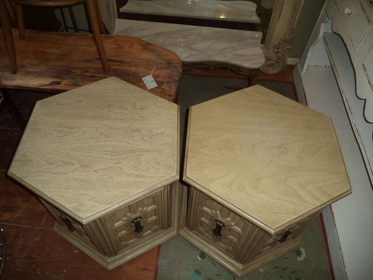 Mid-20th Century Pair of Hollywood Regency Hexagonal Cabinets