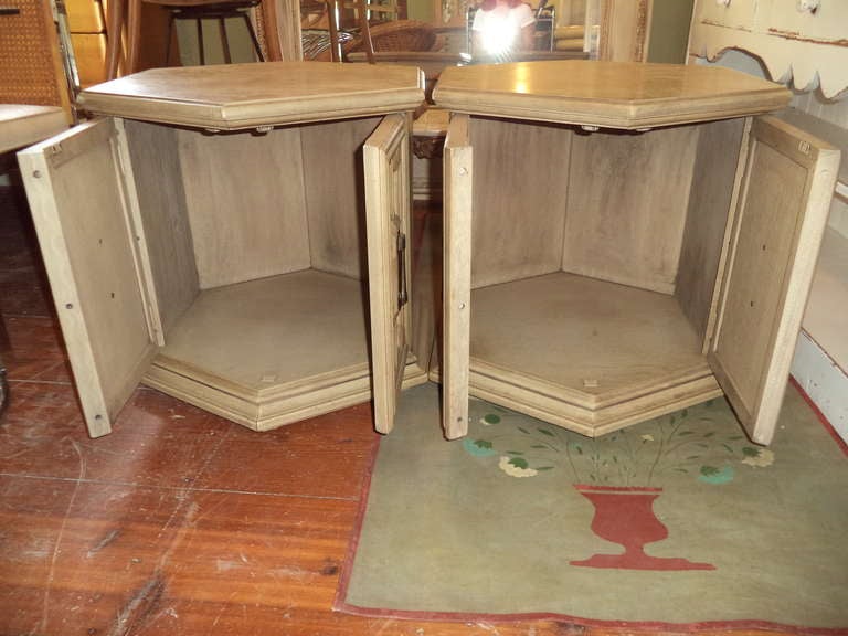 American Pair of Hollywood Regency Hexagonal Cabinets