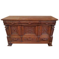 Carved Oak Sideboard or Buffet or Credenza
