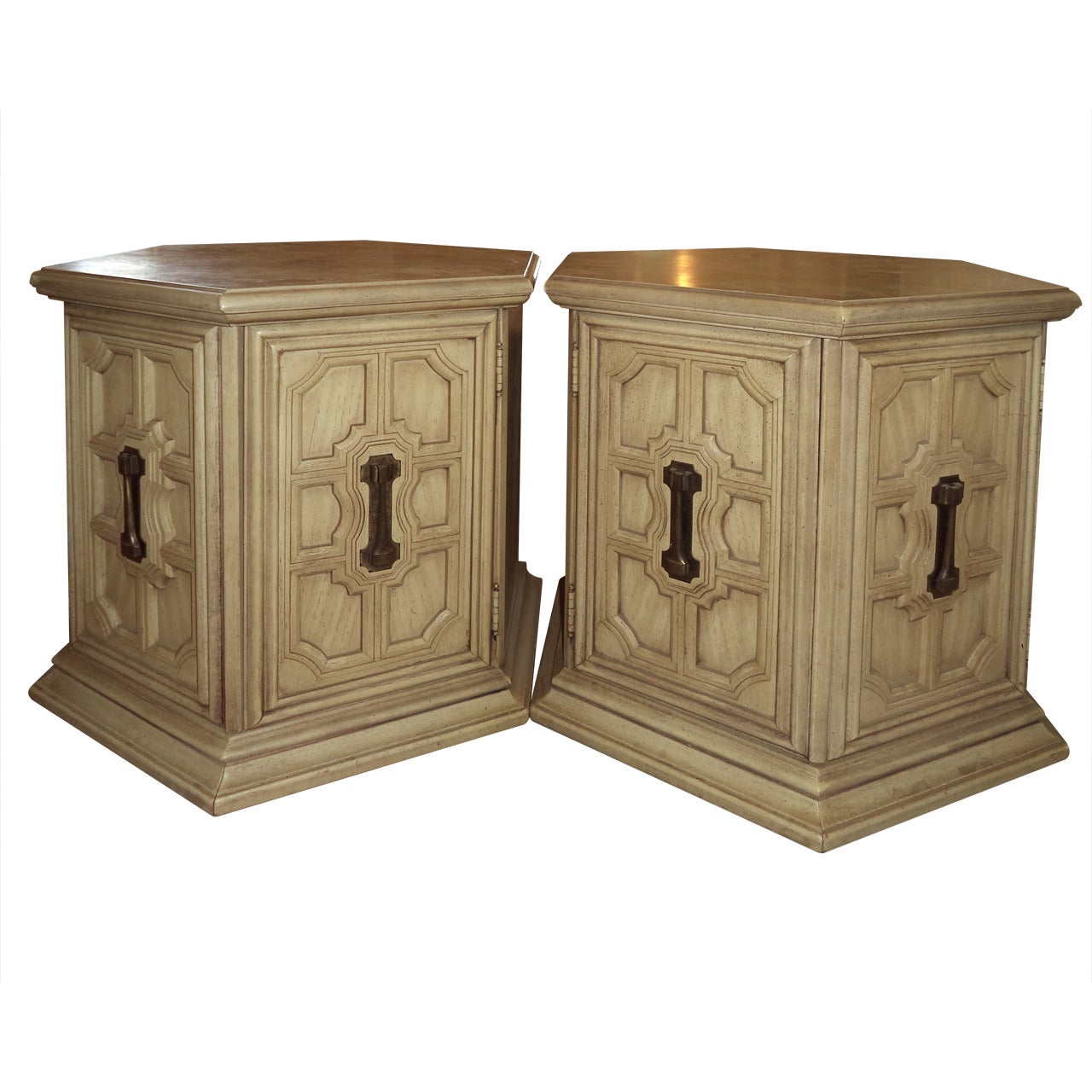 Pair of Hollywood Regency Hexagonal Cabinets