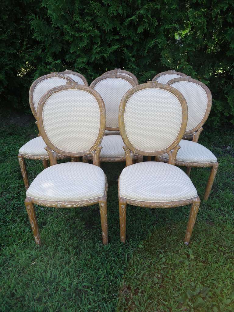 20th Century Set of Eight Mid Century Faux Bois Dining Chairs