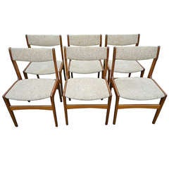 Set Of 6 Mid Century Modern Danish Upholstered Chairs