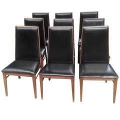 Conjunto de 9 sillas de comedor modernas de mediados de siglo