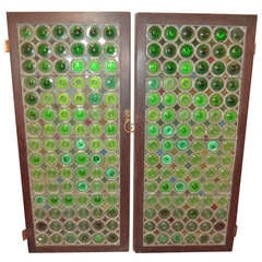 Pair of Vintage Leaded  Stained Glass Windows