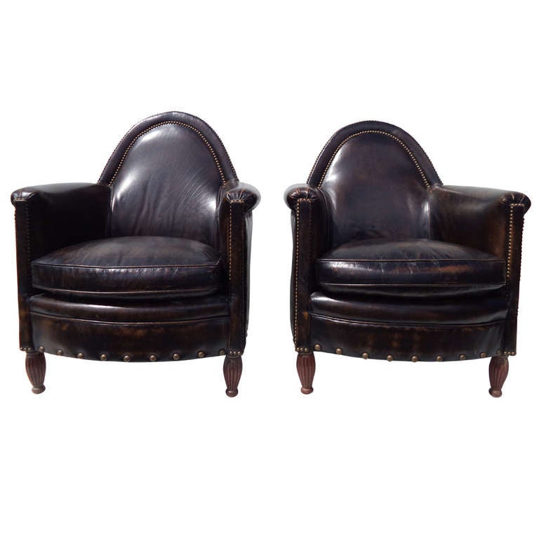 Pair Of Bradington Young Leather Club Chairs