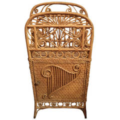 Antique Victorian Wicker Magazine Rack / Music Stand