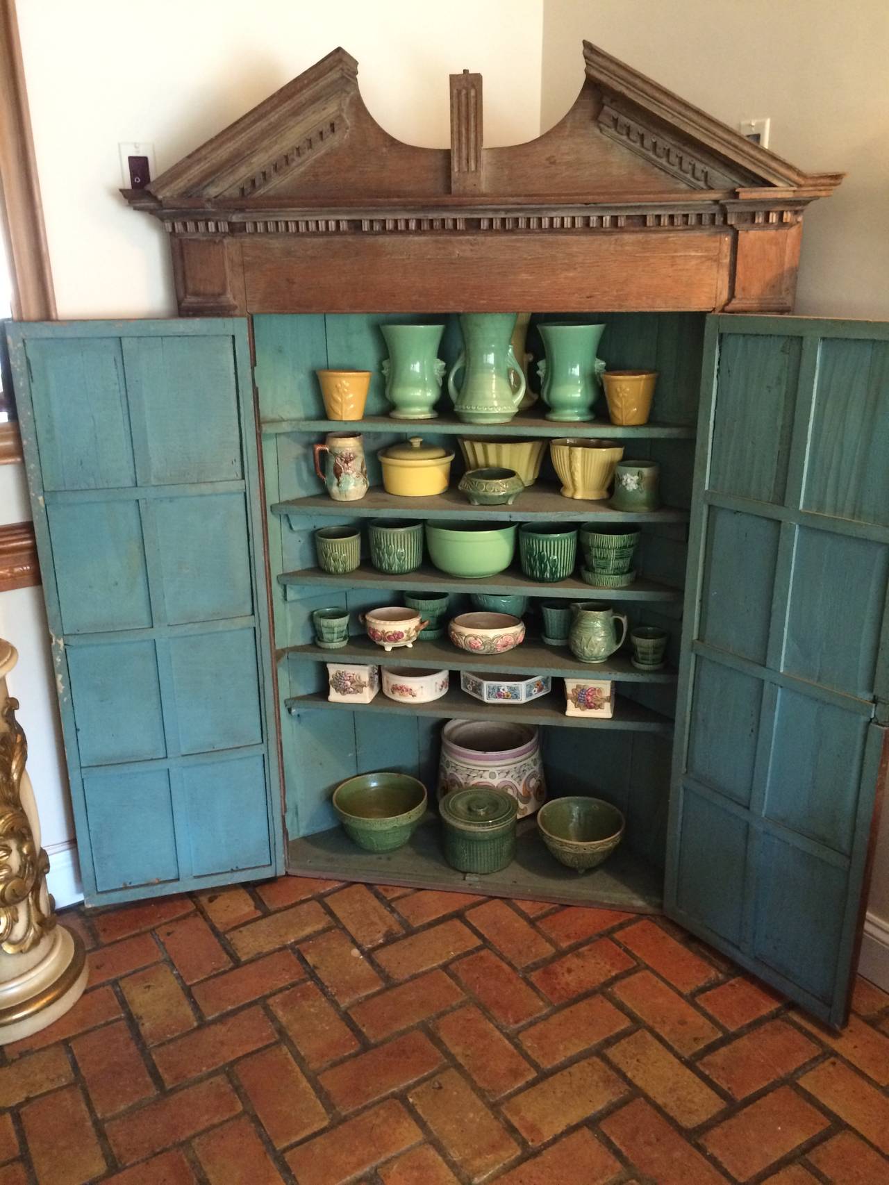 19th Century Early Gothic Oak Corner Cupboard