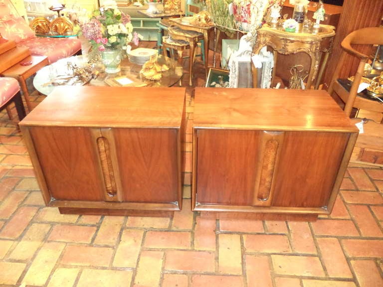 Mod pair of Mid-Century tables by Lane. Can be used as nightstands or end tables.