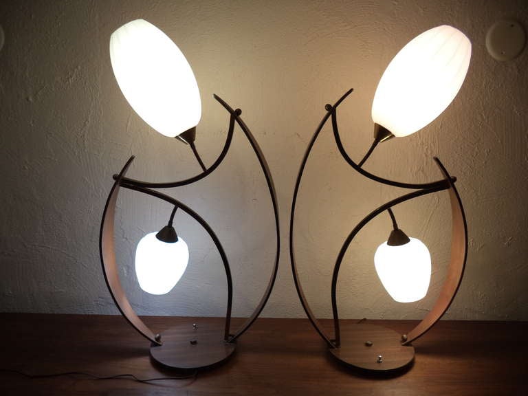 Danish Pair of Mid-Century Modern Teak Lamps