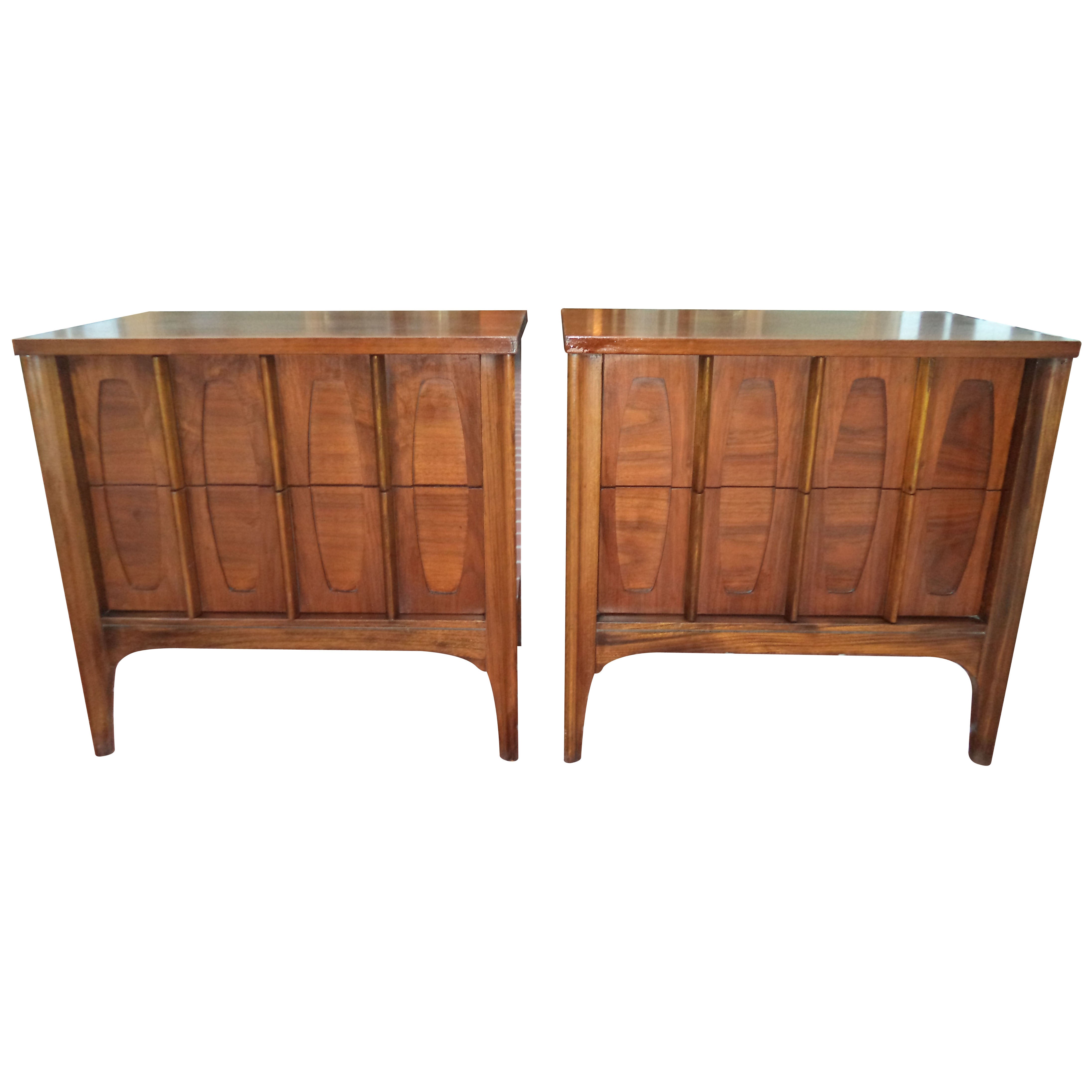 Mid Century Modern Walnut Nightstands