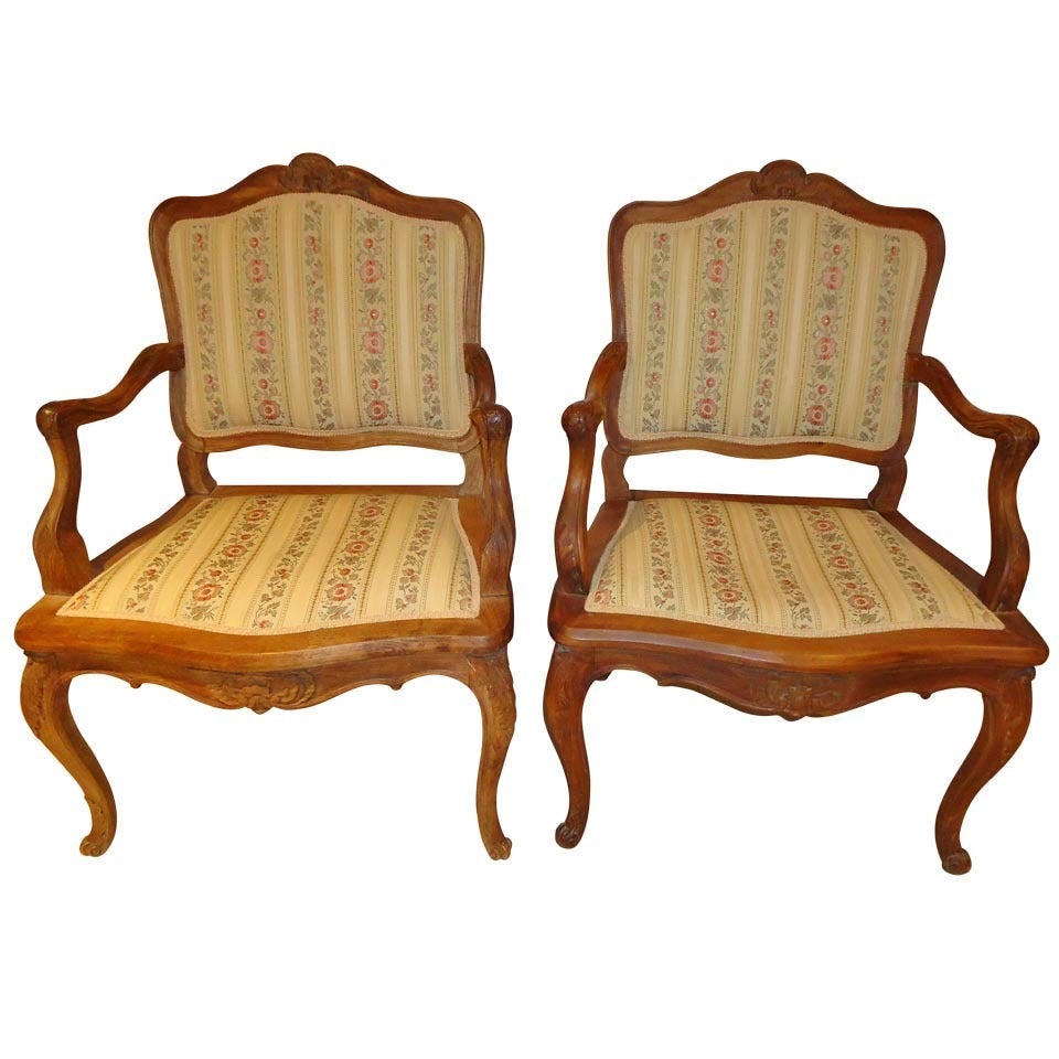 ON SALE-Pair of French Louis XV Style Armchairs