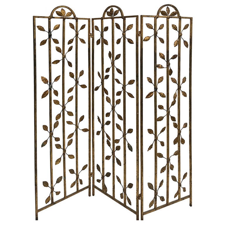 Gilt Iron Folding Screen For Sale at 1stdibs