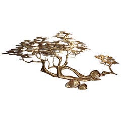 Vintage Brass Bonsai Tree Wall Sculpture by Bijan