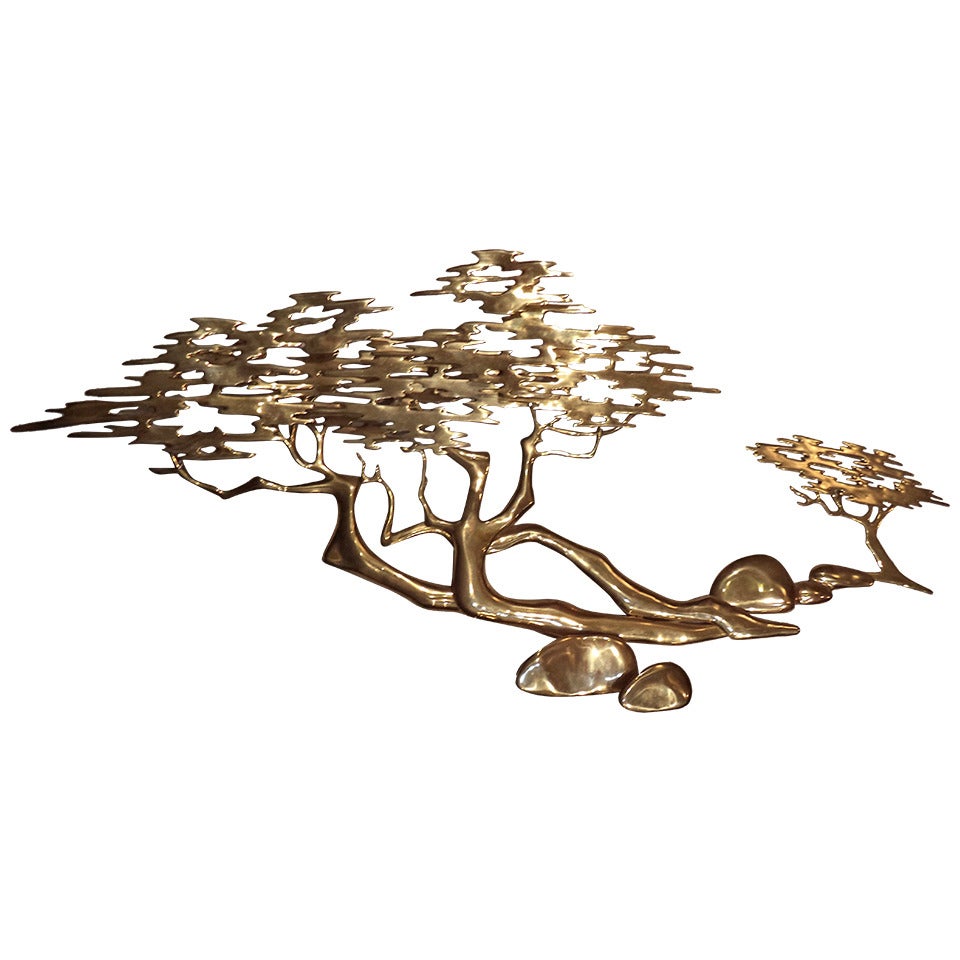 Brass Bonsai Tree Wall Sculpture by Bijan