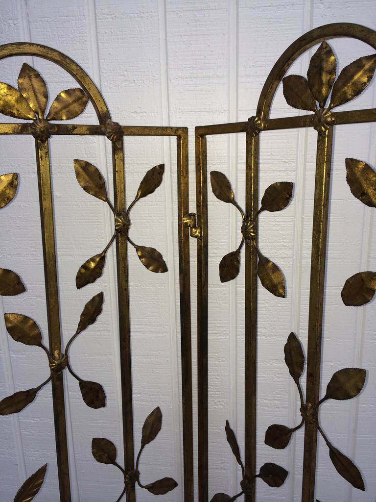 Gilt Iron Folding Screen In Excellent Condition In Redding, CT