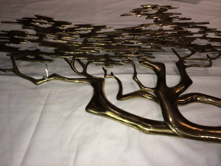 Brass Bonsai Tree Wall Sculpture by Bijan In Excellent Condition In Redding, CT